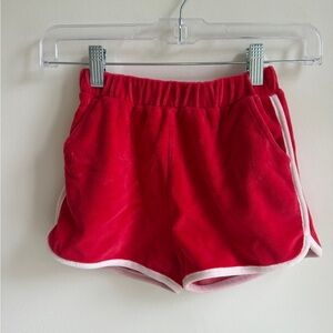 Girls Kid Nation Red Velour Lounge Shorts